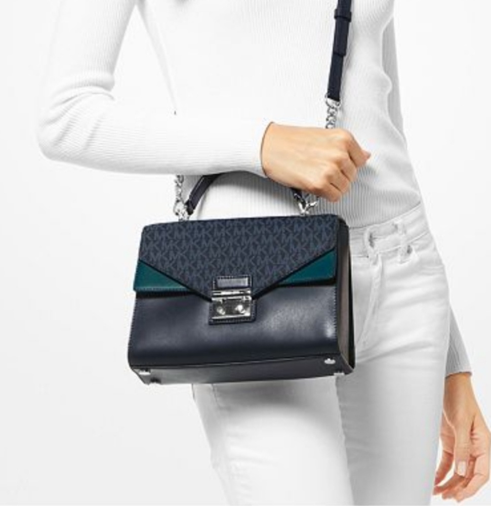 NWT Exclusive Michael Kors Blue Medium Top-Handle Satchel & Crossbody